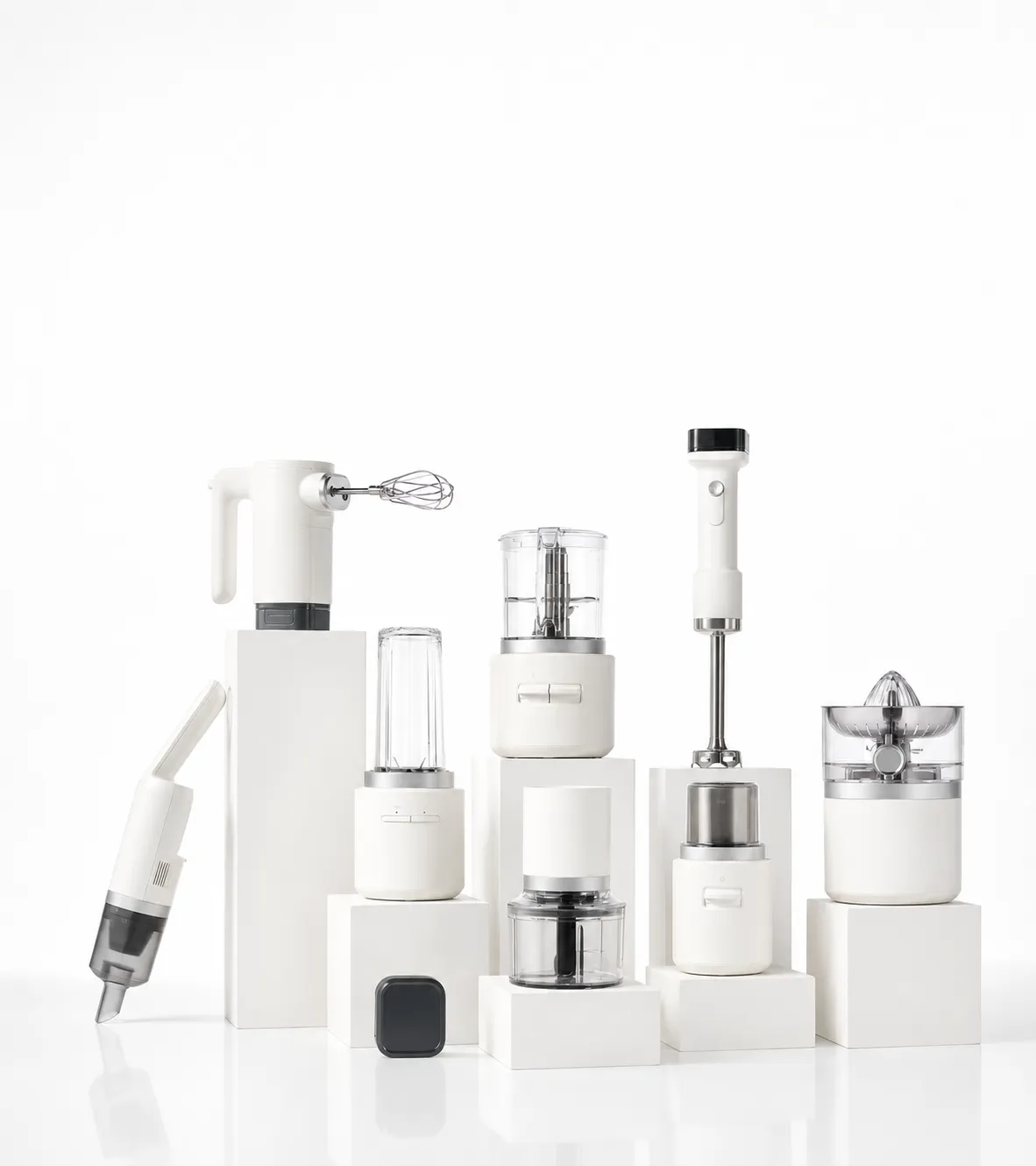 Product leadership across home appliances displayed in a graphite-toned presentation.